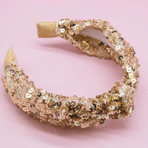 FROG SAC Sequin Knot Headband for Girls, Rainbow Knotted Hair Bands Accessories for Kids, Sparkly Iridescent Little Girl Headbands, Cute Sequined Hairbands for Tweens Back to School in Kuwait