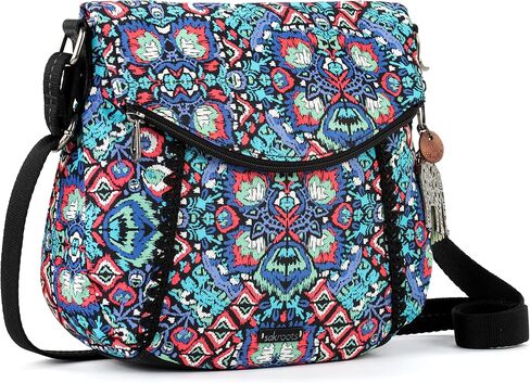 Sakroots Foldover Crossbody Bag in Eco-Twill with Adjustable Strap, Sienna Spirit Desert in Saudi Arabia