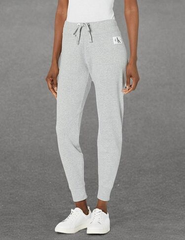 Calvin Klein Women's Cozy Fleece Jogger, Pearl Grey Heather/White Logo in Kuwait