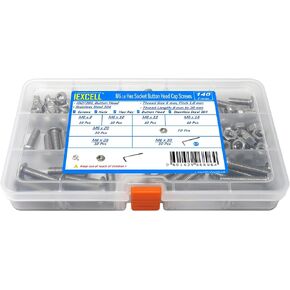 iexcell 1500 Pcs M3 x 4/6/8/10/12/16/20/25/30/35/40/45/50 Stainless Steel 304 Hex Socket Button Head Cap Screws Bolts Nuts Washers Assortment Kit in Kuwait