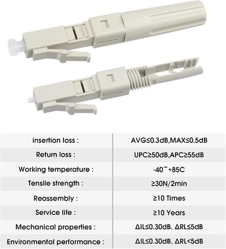 Duogalia-10 Pack LC UPC Single Mode Fiber Optic Cable Quick Connector Fast Connection Adapter for 0.9/2.0/3.0/2.0 * 3.0mm Fiber Round Cable(Blue) in Saudi Arabia
