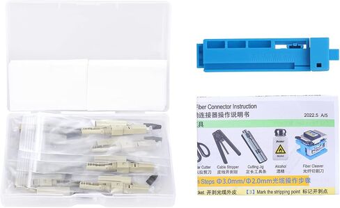 Duogalia-10 Pack LC UPC Single Mode Fiber Optic Cable Quick Connector Fast Connection Adapter for 0.9/2.0/3.0/2.0 * 3.0mm Fiber Round Cable(Blue) in Saudi Arabia