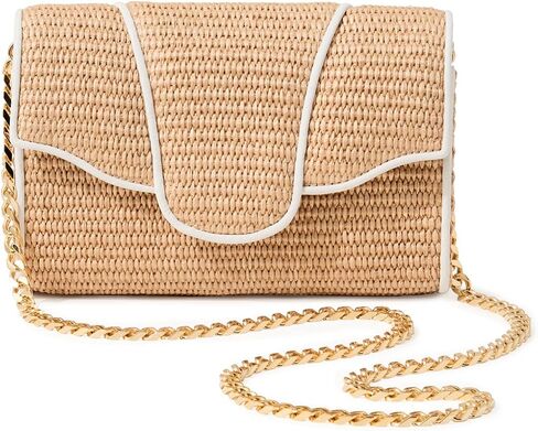 Allie Raffia with Leather Trim Clutch Bag, Ginger/Natural in Saudi Arabia