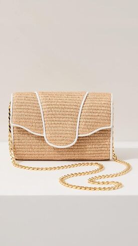 Allie Raffia with Leather Trim Clutch Bag, Ginger/Natural in Saudi Arabia