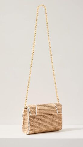 Allie Raffia with Leather Trim Clutch Bag, Ginger/Natural in Saudi Arabia