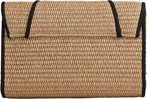 Allie Raffia with Leather Trim Clutch Bag, Ginger/Natural in Saudi Arabia