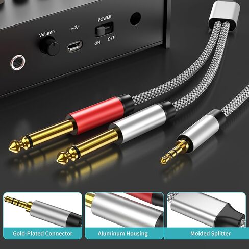 Insert Cable 3ft, 1/4 Stereo to Dual 1/4 Mono Cable, Stereo Breakout 1/4 Y Cable, Stereo to Mono 1/4 Splitter Cable Compatible with Amplifiers, Mixer, Guitar, Speaker and More in Kuwait