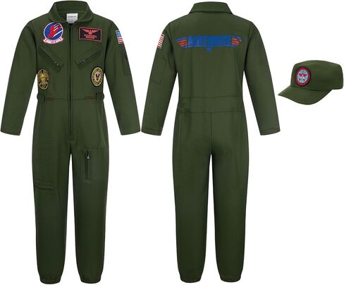 زي الطيار المقاتل من Kosgraiy، بدلة طيران عسكرية للصبي والفتاة، زي مافريك للأطفال في الهالوين in Kuwait