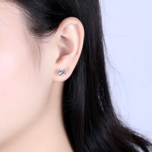DovEggs 10K White Gold Post 1CTW 5mm Heart Arrows Cut Moissanite Stud Earrings Sterling Silver Push Back for Women in Saudi Arabia