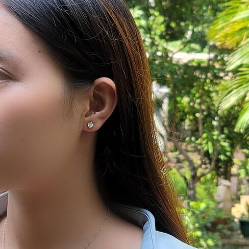 DovEggs 10K White Gold Post 1CTW 5mm Heart Arrows Cut Moissanite Stud Earrings Sterling Silver Push Back for Women in Saudi Arabia