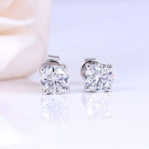 DovEggs 10K White Gold Post 1CTW 5mm Heart Arrows Cut Moissanite Stud Earrings Sterling Silver Push Back for Women in Saudi Arabia
