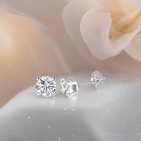 DovEggs 10K White Gold Post 1CTW 5mm Heart Arrows Cut Moissanite Stud Earrings Sterling Silver Push Back for Women in Saudi Arabia