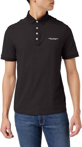A|X Armani Exchange Men's Short Sleeve Contrast Logo Jersey Polo, Navy, XXL in Saudi Arabia
