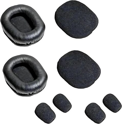 Ear Pad Cushion Kit for Blue Parrott B350-XT Bluetooth Headset, 2 Leather Cushions, 2 Foam Earpads, 4 Microphone Windscreens by Global Teck in Saudi Arabia