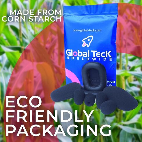 Ear Pad Cushion Kit for Blue Parrott B350-XT Bluetooth Headset, 2 Leather Cushions, 2 Foam Earpads, 4 Microphone Windscreens by Global Teck in Saudi Arabia