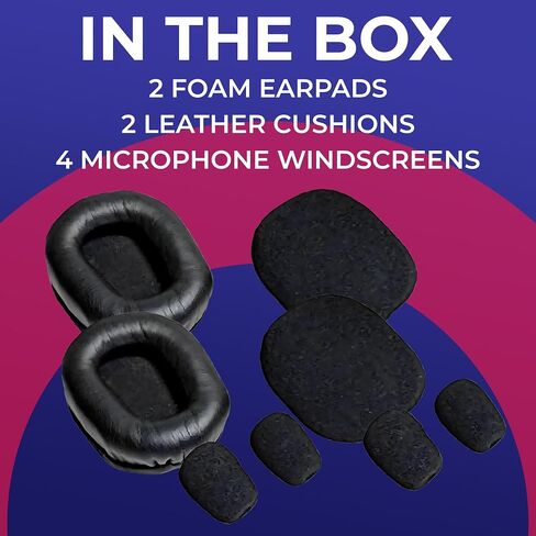 Ear Pad Cushion Kit for Blue Parrott B350-XT Bluetooth Headset, 2 Leather Cushions, 2 Foam Earpads, 4 Microphone Windscreens by Global Teck in Saudi Arabia