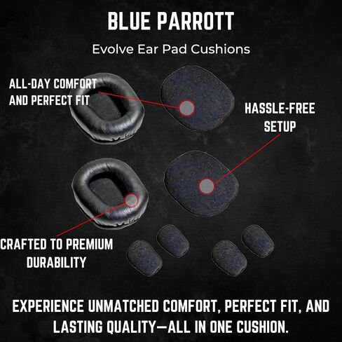Ear Pad Cushion Kit for Blue Parrott B350-XT Bluetooth Headset, 2 Leather Cushions, 2 Foam Earpads, 4 Microphone Windscreens by Global Teck in Saudi Arabia