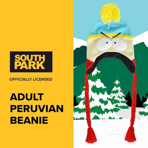 قبعة South Park Beanie، قبعة إريك كارتمان الشتوية المحبوكة من بيرو مع بوم وشرابات، فيروزي، مقاس واحد in Saudi Arabia