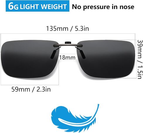 D Lolylad Clip on Polarized Night Vision Glasses, Driving Sunglasses UV 400 Blocker To Wear Over Prescription Glasse -Clip on Sunglasses Compact Non-Flip Up in Kuwait