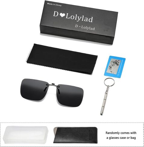 D Lolylad Clip on Polarized Night Vision Glasses, Driving Sunglasses UV 400 Blocker To Wear Over Prescription Glasse -Clip on Sunglasses Compact Non-Flip Up in Kuwait