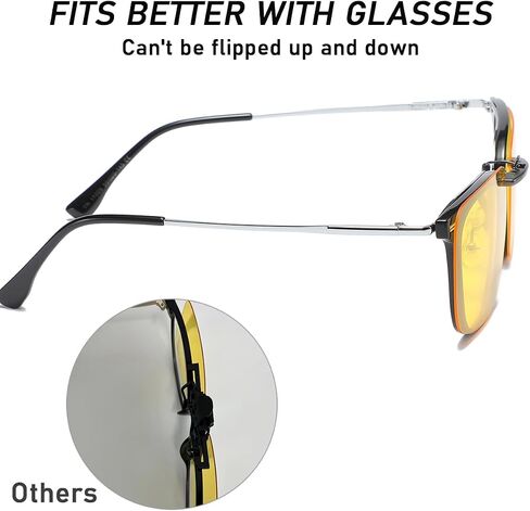 D Lolylad Clip on Polarized Night Vision Glasses, Driving Sunglasses UV 400 Blocker To Wear Over Prescription Glasse -Clip on Sunglasses Compact Non-Flip Up in Kuwait
