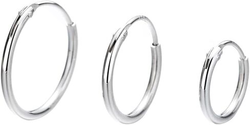 Amy & Annette Sterling Silver Hoop Earrings - Minimalist jewelry Great Gift for Every Occasion - (Set of 3 Sizes) in Saudi Arabia