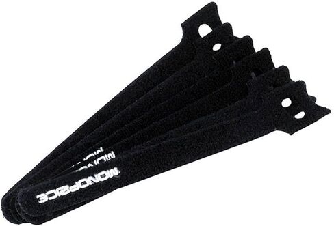 Monoprice Hook and Loop Fastening Cable Ties - 6 Inch, 50 Piece Bulk Pack, With Eye Hole For Hanging, Black in Kuwait