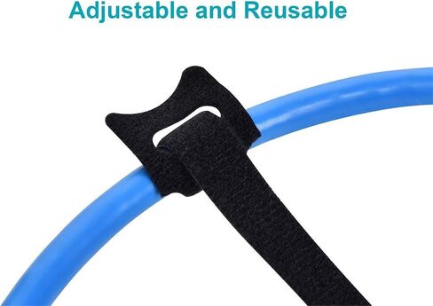 Monoprice Hook and Loop Fastening Cable Ties - 6 Inch, 50 Piece Bulk Pack, With Eye Hole For Hanging, Black in Kuwait