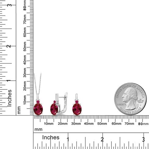 Gem Stone King 6.72 Ct Red Rhodolite Garnet Red Ruby 925 Sterling Silver Pendant and Earrings Jewelry Set in Saudi Arabia
