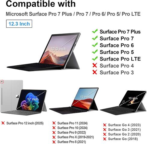 حافظة Fintie لجهاز Microsoft Surface Pro 7 Plus/Surface Pro 7 / Surface Pro 6 / Surface Pro 5 مقاس 12.3 بوصة، غطاء محفظة نحيف ذو هيكل صلب يعمل مع لوحة مفاتيح من النوع، ذهبي وردي in Saudi Arabia