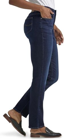 Lee Women's Ultra Lux Comfort with Flex Motion Straight Leg Jean, Midnight Bloom, 14 in Saudi Arabia