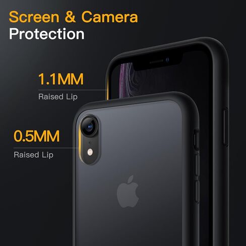 JETech Matte Case for iPhone XR 6.1-Inch, Shockproof Military Grade Drop Protection, Frosted Translucent Back Phone Cover, Anti-Fingerprint (Black) in Saudi Arabia