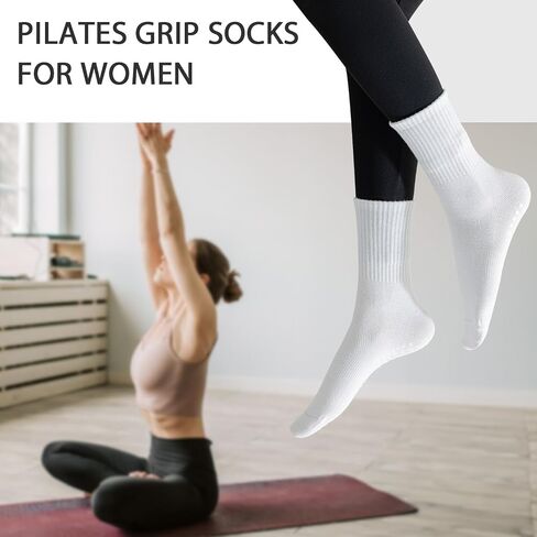 SpringPlus 3 Pairs Grip Socks for Women Non Slip Yoga Socks for Pilates Barre Ballet Dance Barefoot Home in Kuwait