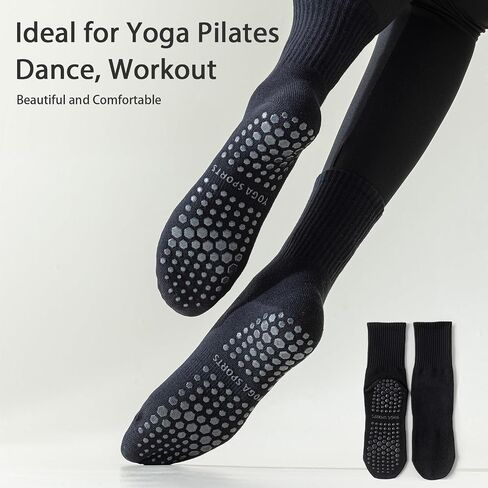 SpringPlus 3 Pairs Grip Socks for Women Non Slip Yoga Socks for Pilates Barre Ballet Dance Barefoot Home in Kuwait