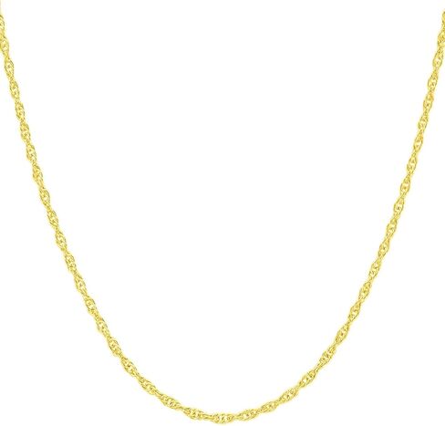 Italian Fashions 10K Yellow Solid Gold Italian Diamond Cut 1 mm Rope Chain Necklace Thin & Strong gold chain - Spring Ring Clasp- GIFT Pouch with each order (10K Yellow 1.0 mm 20 Inches ITALY) in Kuwait