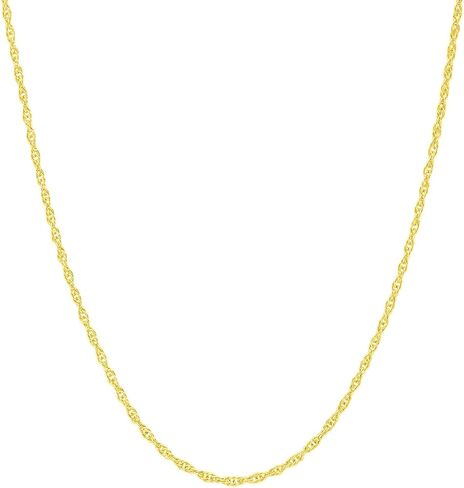 Italian Fashions 10K Yellow Solid Gold Italian Diamond Cut 1 mm Rope Chain Necklace Thin & Strong gold chain - Spring Ring Clasp- GIFT Pouch with each order (10K Yellow 1.0 mm 20 Inches ITALY) in Saudi Arabia