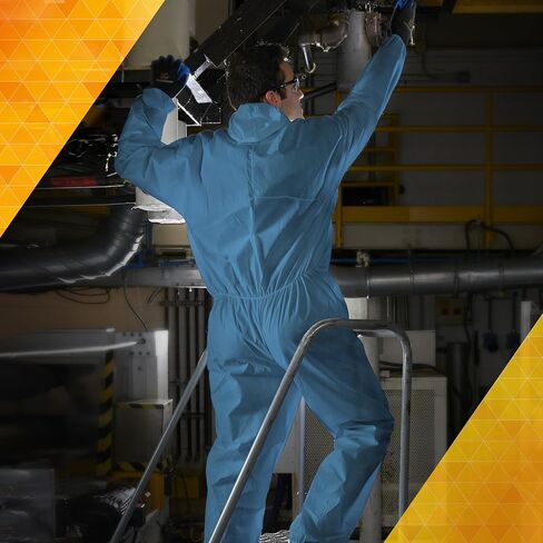 KleenGuard™ A20 Breathable Particle Protection Hooded Coveralls (58524), Reflex Design, Zip Front, Hood, Boots, Blue, XL, 24 / Case in Saudi Arabia