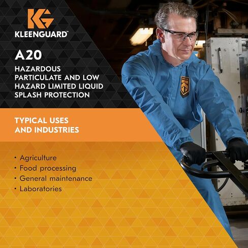 KleenGuard™ A20 Breathable Particle Protection Hooded Coveralls (58524), Reflex Design, Zip Front, Hood, Boots, Blue, XL, 24 / Case in Saudi Arabia
