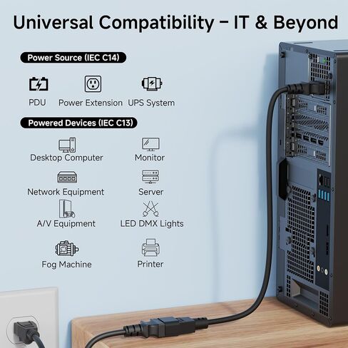 كابل ماترز 2 حزمة من الكمبيوتر إلى سلك تمديد الطاقة PDU، كابل تمديد الطاقة 3 أقدام (IEC C14 إلى IEC C13 PDU سلك الطاقة) in Saudi Arabia