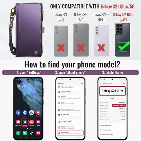 حافظة Defencase لهاتف Samsung Galaxy S21 Ultra، حافظة محفظة لهاتف Samsung S21 Ultra للنساء والرجال، حافظة هاتف متينة من جلد البولي يوريثان بحزام مغناطيسي وسحاب وحامل بطاقات لهاتف Galaxy S21 Ultra، وردي وردي in Saudi Arabia