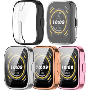 TenCloud 3Pack Screen Protector Cases Compatible with Amazfit Bip 5 Case All-Around Protective Soft TPU Bumper Screen Protector intended for Amazfit Bip 5 Smart Watch 1.91inch (Black+Rose Gold+Silver)