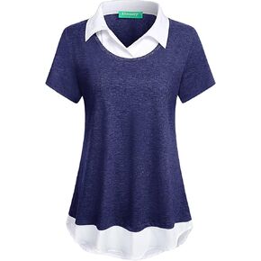 قمصان بلوزة مكتب Kimerry نسائية بأكمام قصيرة وياقة مرقعّة in Kuwait