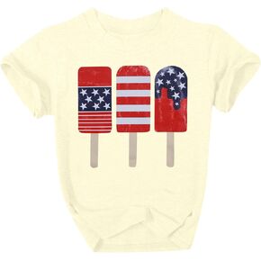 طفل رضيع الصبي 4th من يوليو الوطني التي شيرت العلم الأمريكي يوم الاستقلال تي شيرت طفل الصيف قصيرة الأكمام بلايز in Kuwait