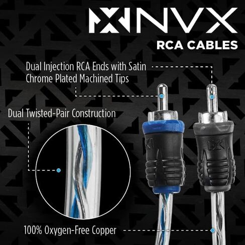 NVX XKIT84 كامل المواصفات 8 مقياس 100% (OFC) مجموعة أسلاك مضخم صوت كاملة من النحاس الخالي من الأكسجين مكونة من 4 قنوات مع RCA لمكبرات الصوت حتى 800 واط in Saudi Arabia