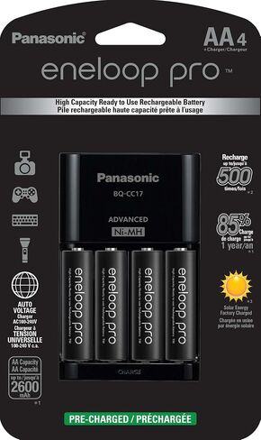 Eneloop Panasonic BK-4HCCA16FA pro AAA Rechargeable Batteries, 16 Pack & BK-3HCCA12FA pro AA Rechargeable Batteries, 12 Pack & Panasonic Battery Storage Cases, Obsidian Gray (Pack of 6) in Saudi Arabia