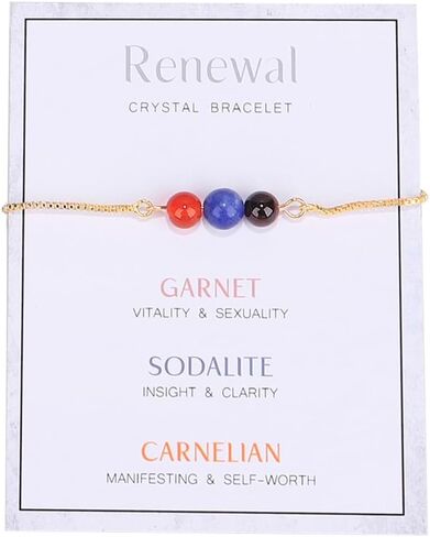 xuzhiyuan Healing Chakra Crystal Tiger Eye Bead Bracelet with Gold Chain Wish Card for Women girl teen Adjustable Spiritual Anxiety Relief Reiki Stone Braide String Bracelet Yoga Meditation Jewelry Gift-New Beginnings in Saudi Arabia