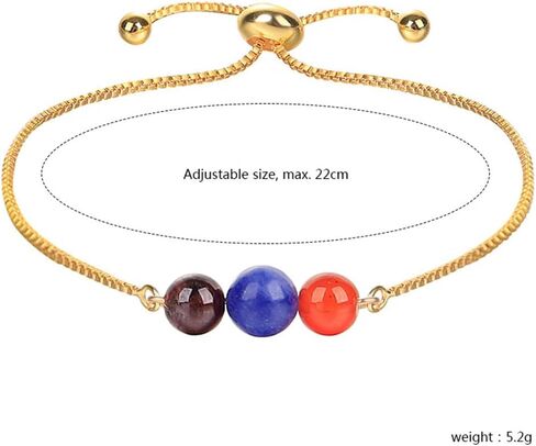xuzhiyuan Healing Chakra Crystal Tiger Eye Bead Bracelet with Gold Chain Wish Card for Women girl teen Adjustable Spiritual Anxiety Relief Reiki Stone Braide String Bracelet Yoga Meditation Jewelry Gift-New Beginnings in Saudi Arabia