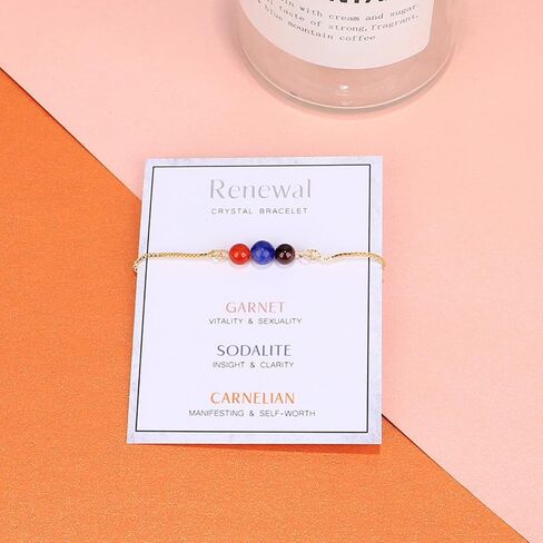 xuzhiyuan Healing Chakra Crystal Tiger Eye Bead Bracelet with Gold Chain Wish Card for Women girl teen Adjustable Spiritual Anxiety Relief Reiki Stone Braide String Bracelet Yoga Meditation Jewelry Gift-New Beginnings in Saudi Arabia