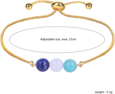 xuzhiyuan Healing Chakra Crystal Tiger Eye Bead Bracelet with Gold Chain Wish Card for Women girl teen Adjustable Spiritual Anxiety Relief Reiki Stone Braide String Bracelet Yoga Meditation Jewelry Gift-New Beginnings in Saudi Arabia