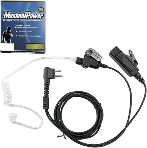 MaximalPower Surveillance Headset Earpiece PTT Mic Compatible for Motorola 2-Pin Radios (10 Pack) in Saudi Arabia